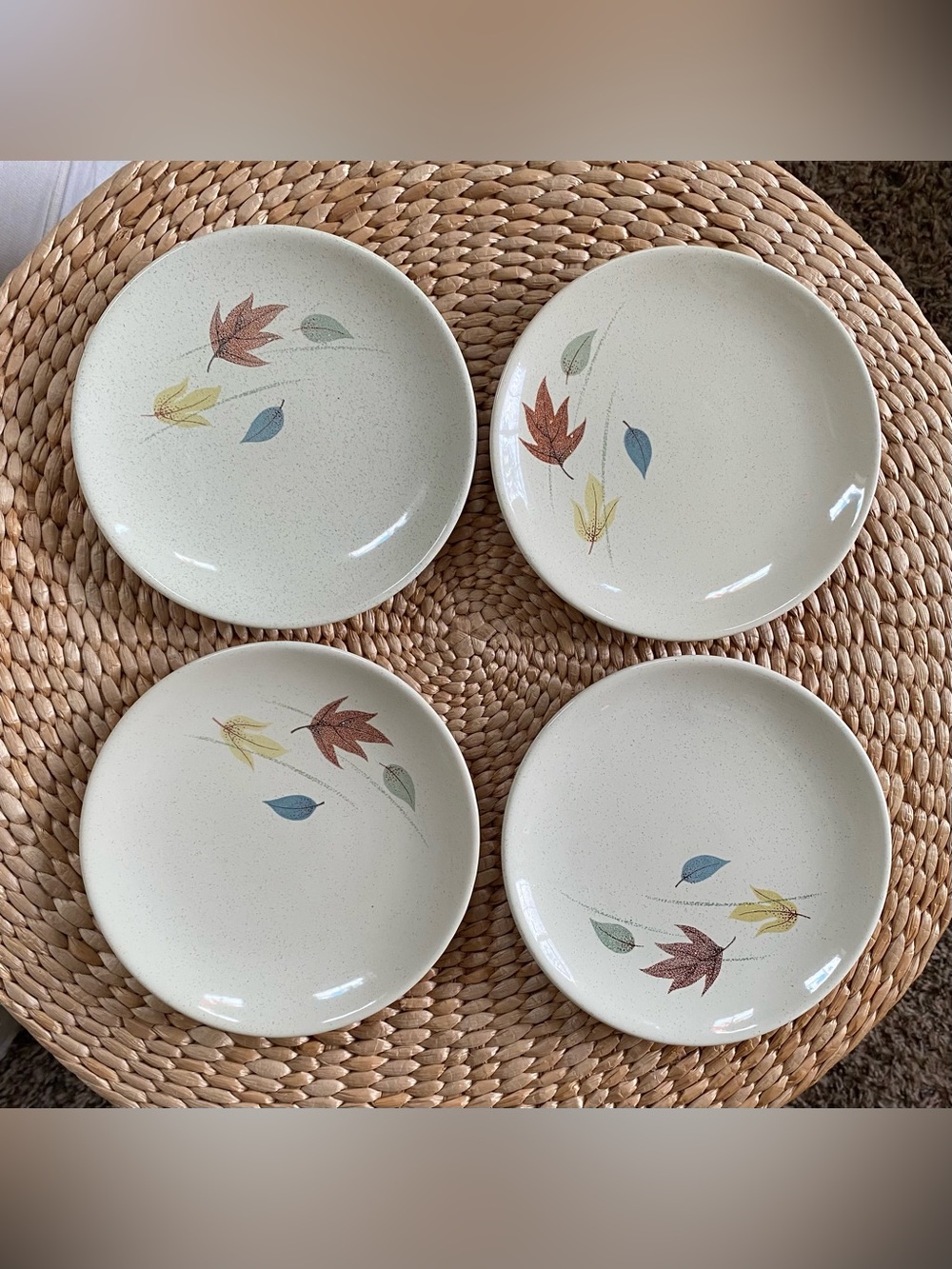 Vintage Franciscan Autumn Leaves Bread Dessert Plates Set of 4 MCM 6”